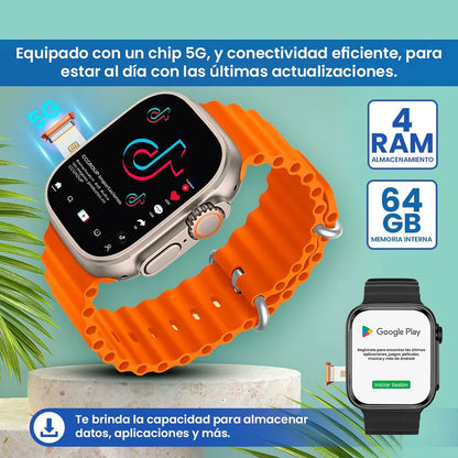 SMART WATCH ULTRA S9 / CON CHIP / 64GB / PLAY STORE / DOBLE CÁMARA